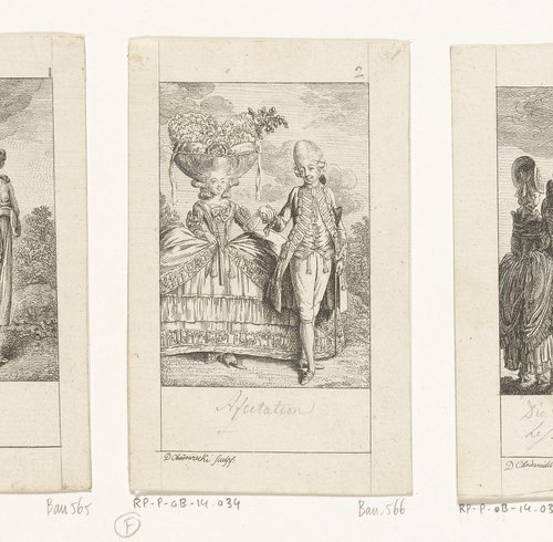 Man en vrouw in modieuze kleding by Daniel Nikolaus Chodowiecki