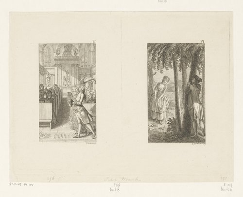 Peter Marks met zijn vijfde en zesde vrouw by Daniel Nikolaus Chodowiecki