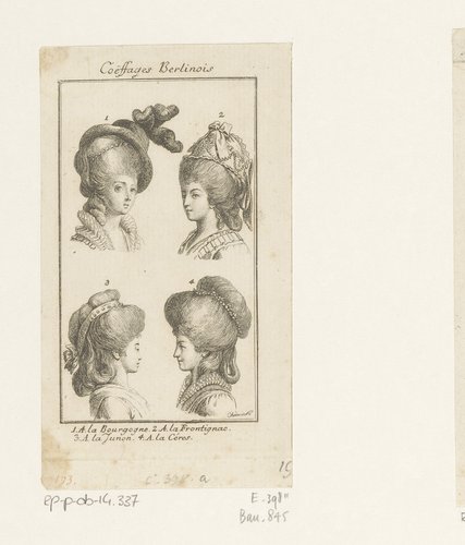 Kapsels en hoofddeksels voor dames by Daniel Nikolaus Chodowiecki