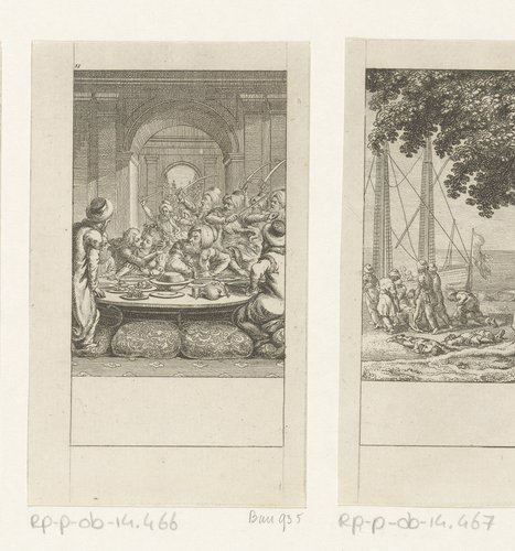 Huon de Bordeaux kust Claramond driemaal in bijzijn van haar verloofde by Daniel Nikolaus Chodowiecki