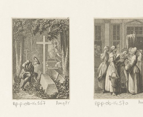 Yorick naast het graf van de Franciscaner monnik by Daniel Nikolaus Chodowiecki