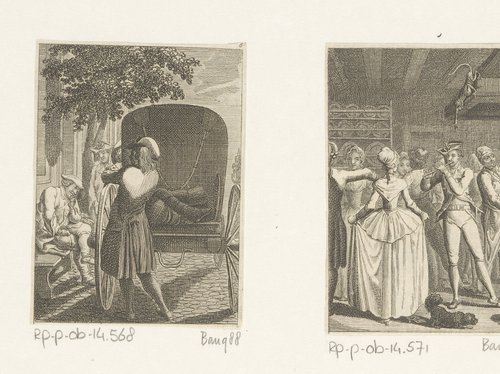 Yorick met de pelgrim in gesprek over zijn dode ezel by Daniel Nikolaus Chodowiecki