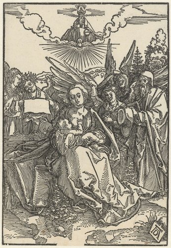 De Heilige Familie met vijf engelen by Albrecht Dürer