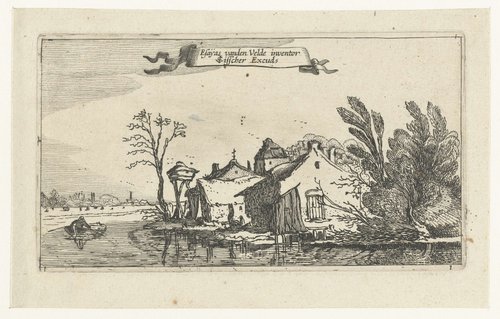 Boerderij met duiventil aan een rivier by anonymous