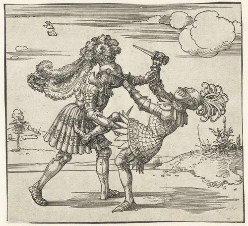 Twee ridders in gevecht by Albrecht Dürer