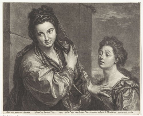 Twee vrouwen bij een muur