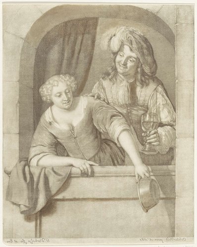 Vrouw en man in een venster