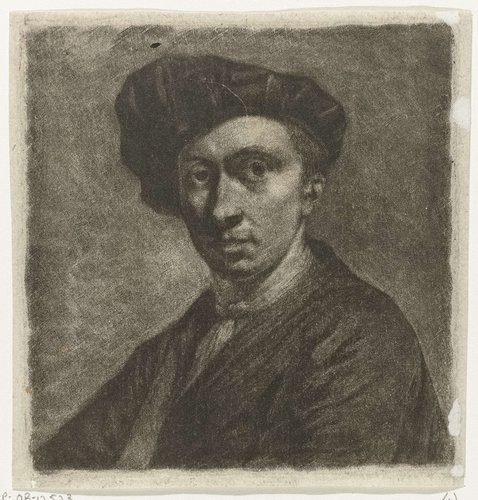 Buste van een jongeman met een baret by Nicolaas Verkolje