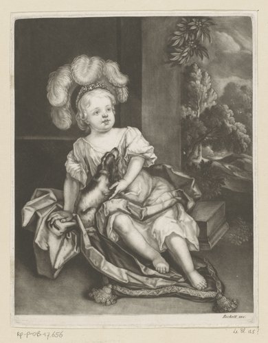 Portret van kind met hond, mogelijk Willem, hertog van Gloucester
