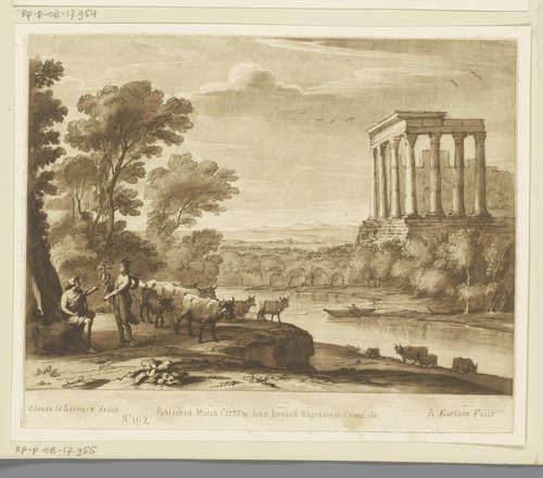 Landschap met Mercurius die de lier aan Apollo geeft