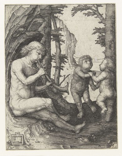 Jongen met blaasinstrument by Lucas van Leyden