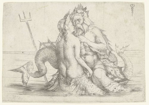 Triton en Nereïde in omhelzing
