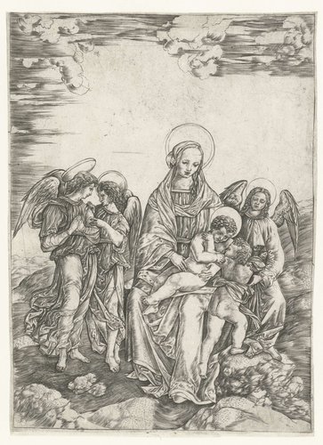 Maria met kind en Johannes de Doper en drie engelen
