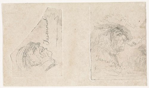 Lachende man met hoed en studieblad met een pijprokende man