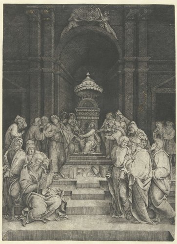 Christus tussen schriftgeleerden in tempel