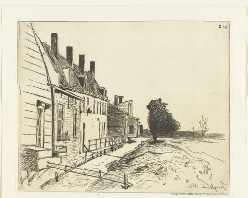 Huizen aan een vaart by Johan Barthold Jongkind