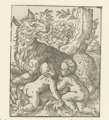 Romulus en Remus gezoogd door de wolvin