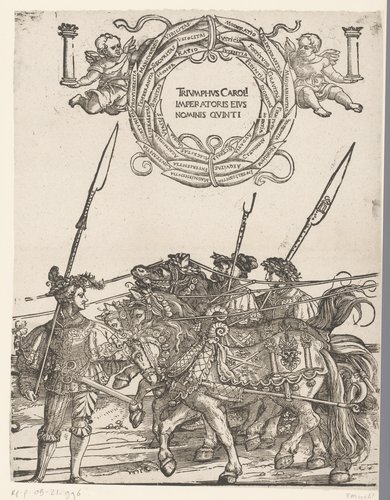 Derde groep paarden van de stoet met titel