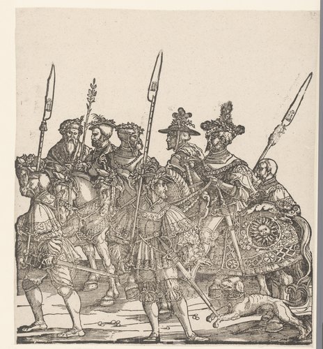 Ruiters en soldaten te voet