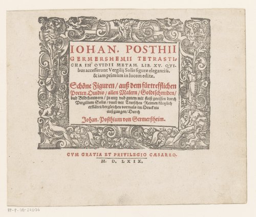 Titelpagina voor: Johannes Posthius, Tetrasticha in Ovidii metam, 1569