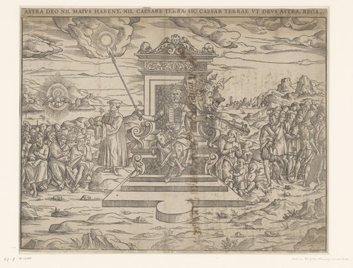 Vorst zittend op een troon by Monogrammist CR (Duitsland); anonymous