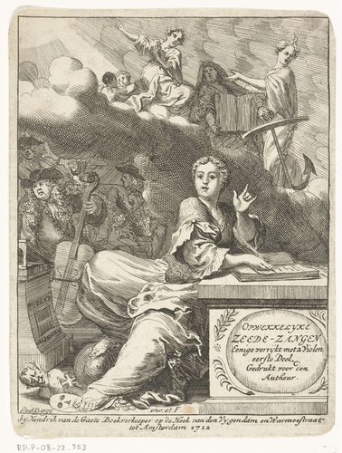 Titelpagina voor Hendrik van Halmael, Opwekkelyke zedezangen, eenige verrykt met twee vioolen, Amsterdam, 1712
