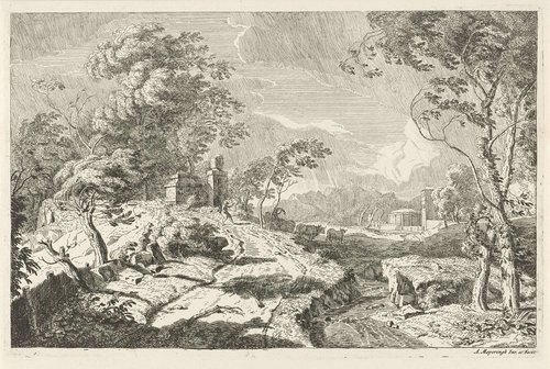 Heuvelachtig landschap in de storm