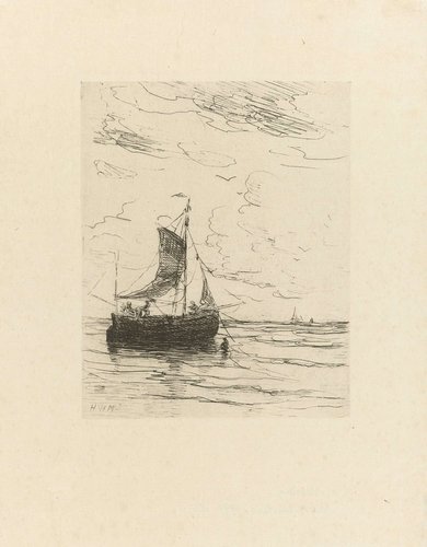 Vissersboot voor de kust