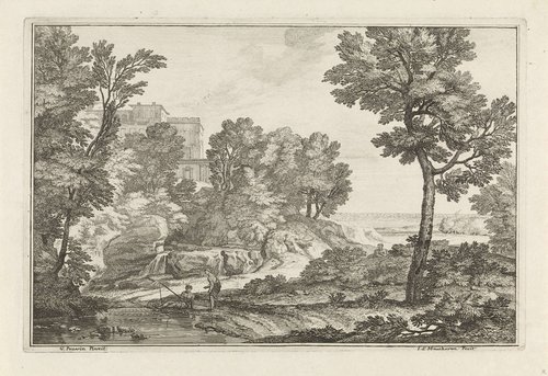 Landschap met een hengelaar