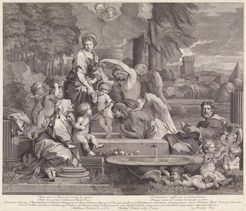 Heilige Familie in landschap