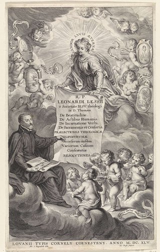 Titelpagina voor: Leonardus Lessius, De beatitudine. De actibus humanis (...), 1645