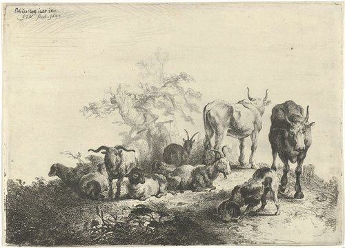 Landschap met vee en een melkmeid