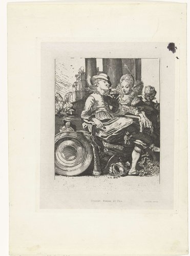 Lucella en Ascagnes als liefdespaar by Johannes Arnoldus Boland
