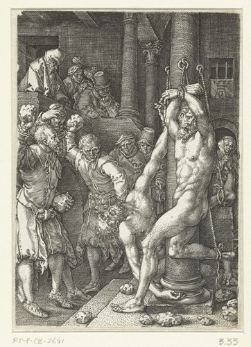 De ouderlingen worden gestenigd by Heinrich Aldegrever