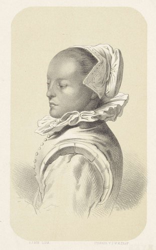 Vrouw met wit kapje en kraag