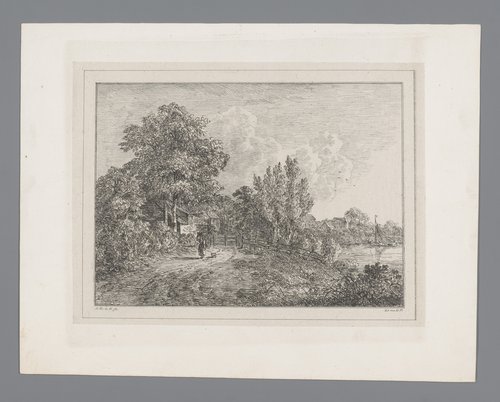 Boerderij en huizen aan het water bij Dordrecht