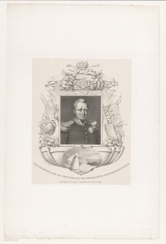 Portret van Koning Willem I in ornamentlijst