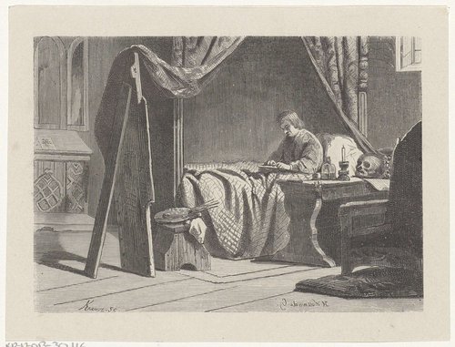 Schilder in zijn atelier