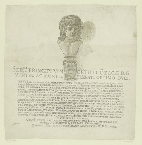 Titelprent met portret van kunstenaar Andrea Mantegna