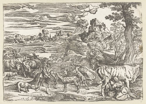 Landschap met melkmeid