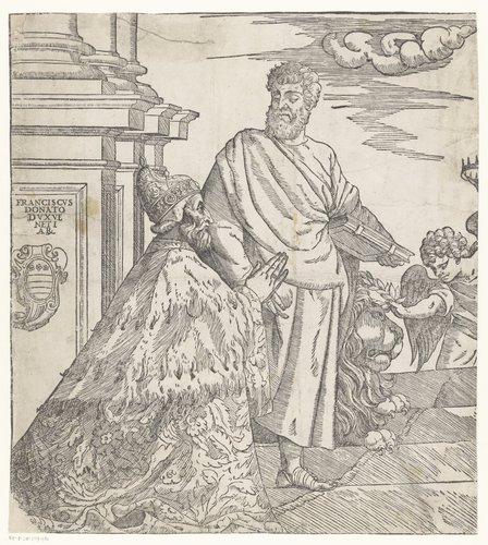 Doge Francesco Donato knielt voor Maria en Christus (linkerhelft)