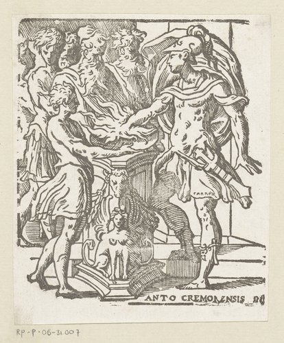 Mucius Scaevola steekt zijn hand in het vuur