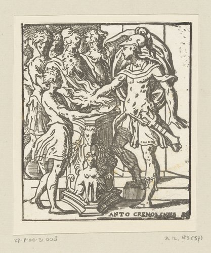Mucius Scaevola steekt zijn hand in het vuur