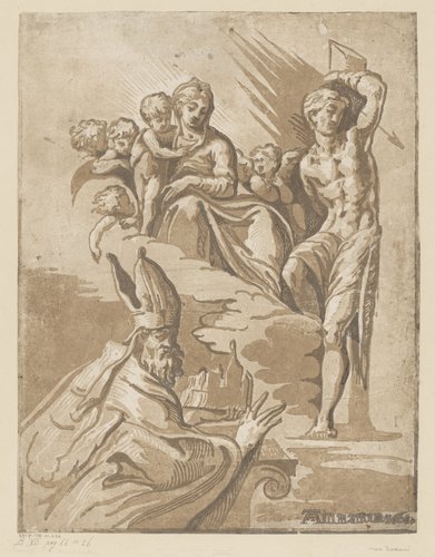 Maria met Kind, Sebastiaan en een bisschop