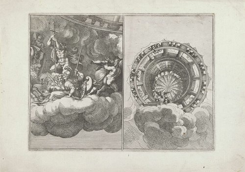 Mythologische figuren tussen wolken