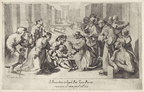 De heilige Bernardinus van Siena brengt een kind tot leven in Prato