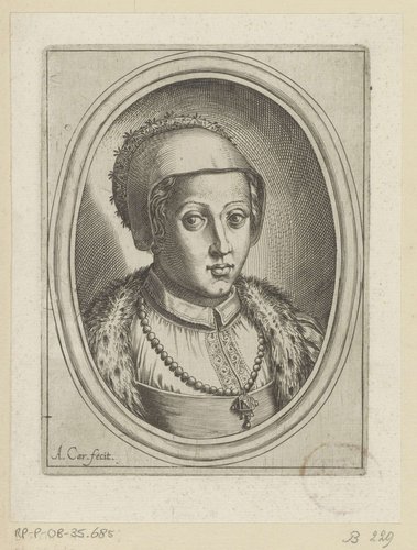 Portret van Christina van Denemarken by Agostino Carracci
