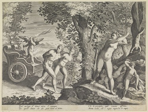 Naakten voortgejaagd door Amor