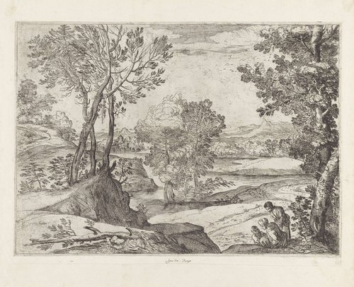 Landschap met een vrouw, man en kind