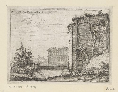 Ruïnes van antiek bouwwerk en het Colosseum te Rome